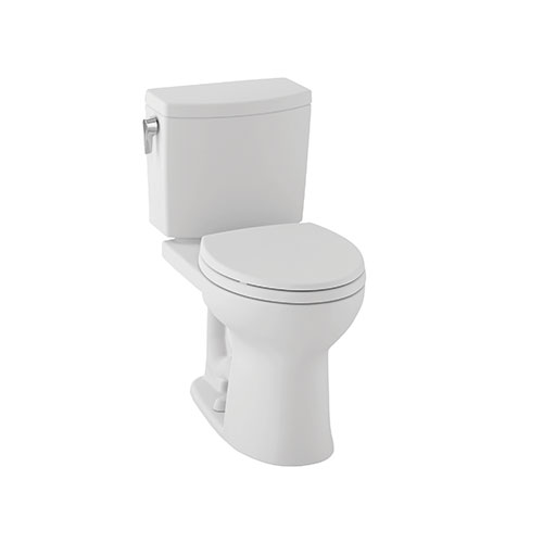 Drake II 1G Round Toilet from TOTO has a circular bowl, ideal for small bathrooms or powder rooms, offering space-saving design.