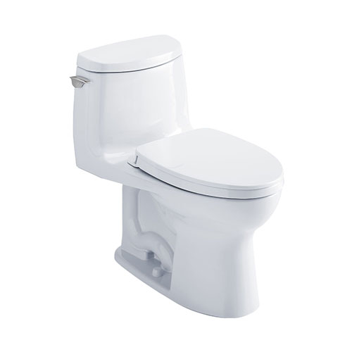 This UltraMax II Toilet by TOTO has an elongated oval bowl, perfect for master baths and large bathrooms.