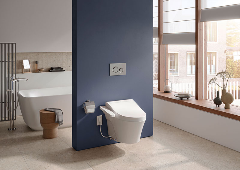 TOTO’s versatile WASHLET C2 bidet seat complements many bathroom styles and fits both elongated and round-front bowls.