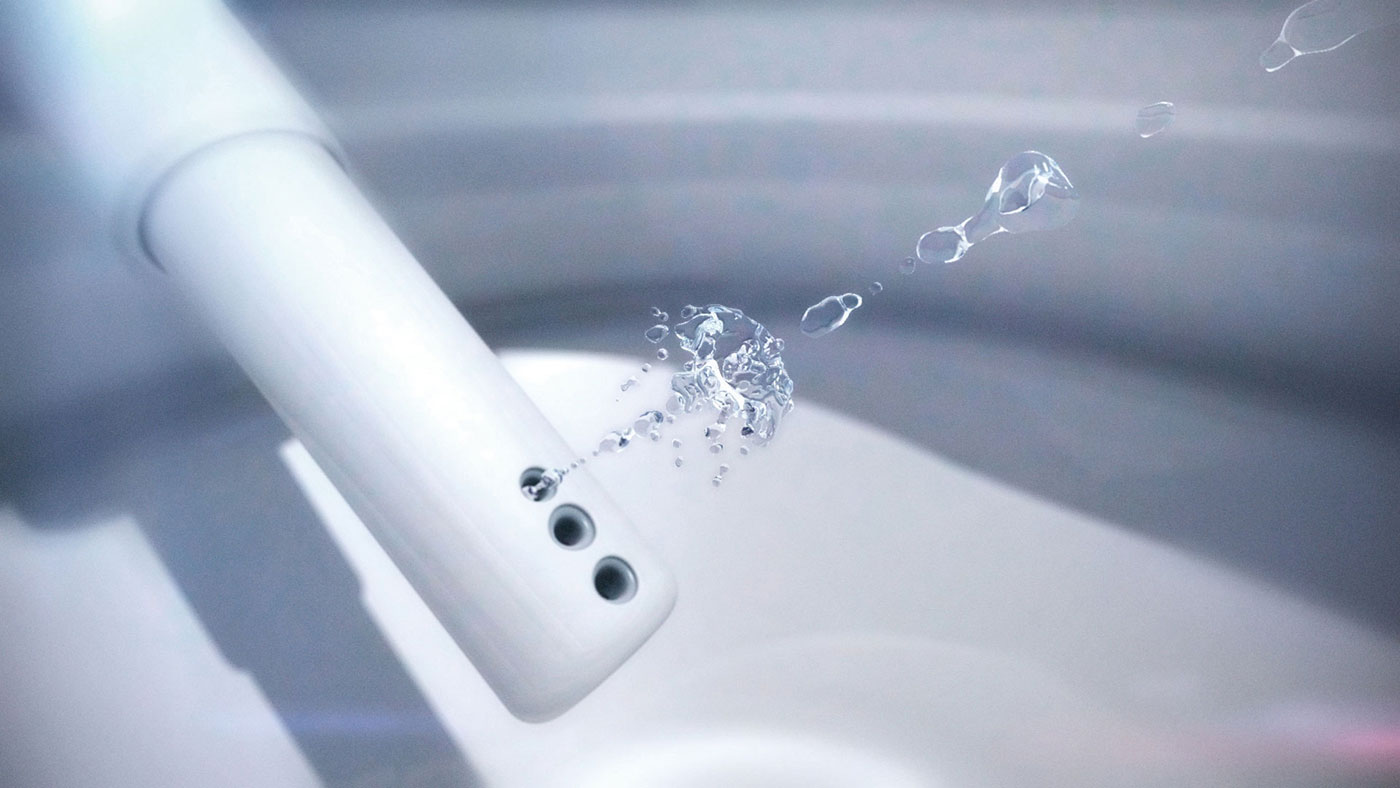 Advanced TOTO WASHLET spray with AIR-IN WONDER-WAVE for warm, aerated water to cleanse with personalized comfort.